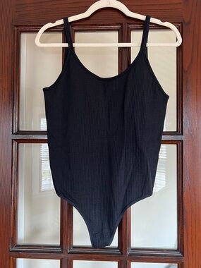 Lululemon Black Ribbed One-Piece Bodysuit